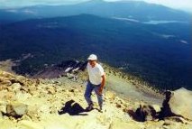 Dan hiking to the top of Mt. McLoughlin