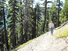 Judy hiking on Wizard Island