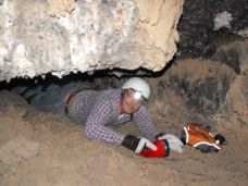 Dan crawling in Thunderbolt Cave